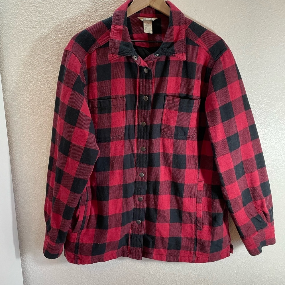 Duluth Trading Red/Black Checkered Buffalo Plaid Shacket Size XL